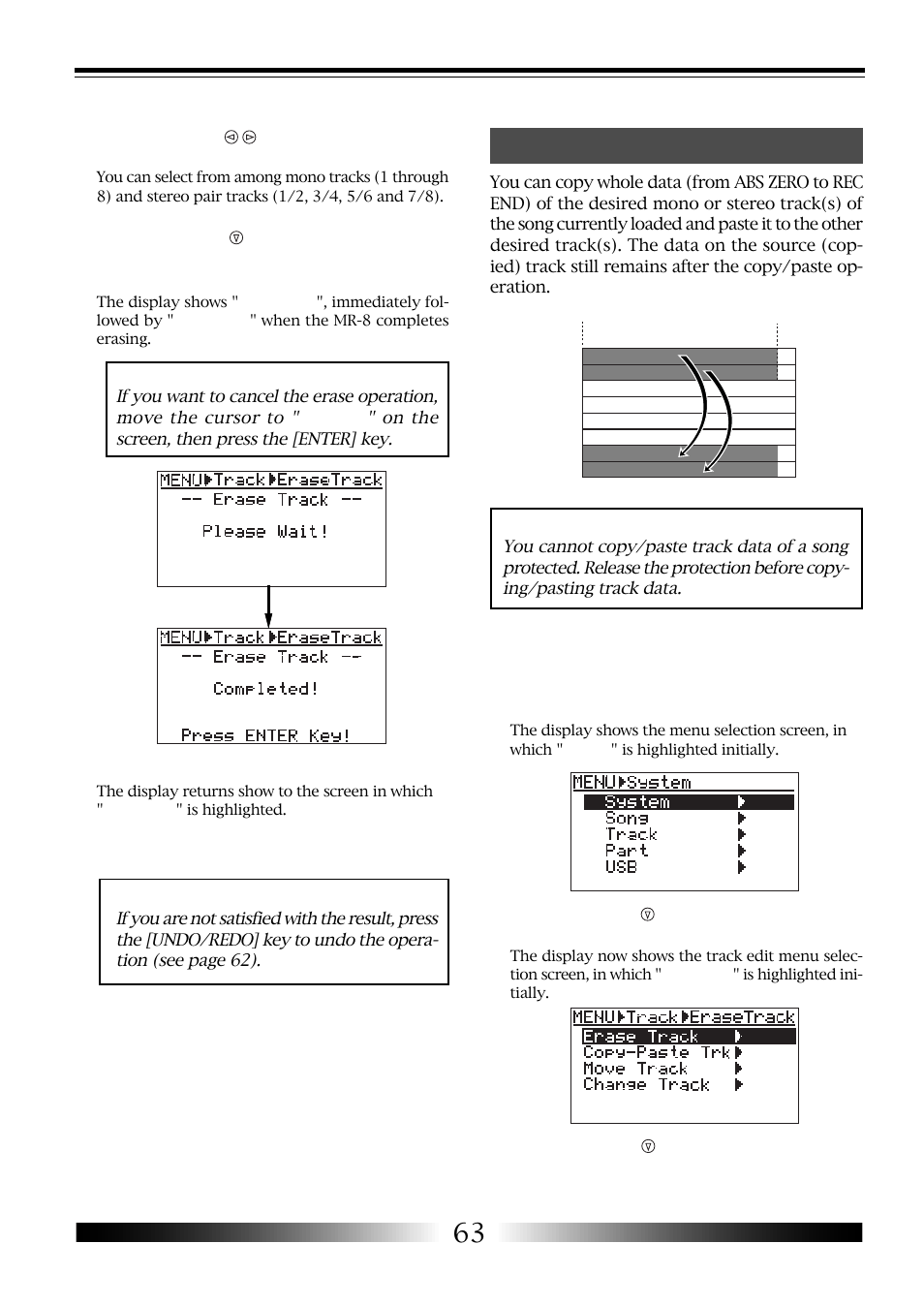 Copying/pasting whole track data | Fostex MR-8 User Manual | Page 63 / 102