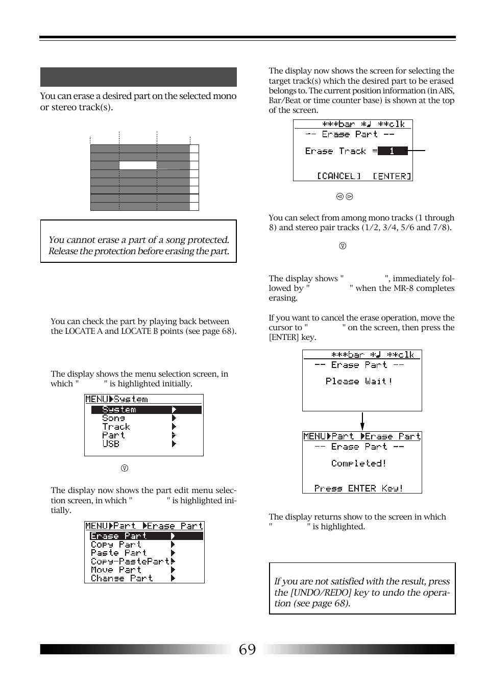 Erasing a desired part | Fostex MR-8 User Manual | Page 69 / 102