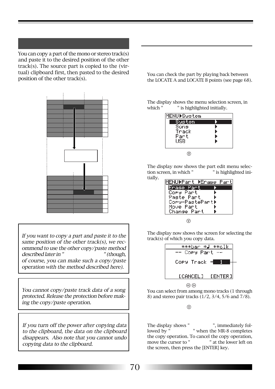 Copying/pasting (1), Copying to the clipboard | Fostex MR-8 User Manual | Page 70 / 102
