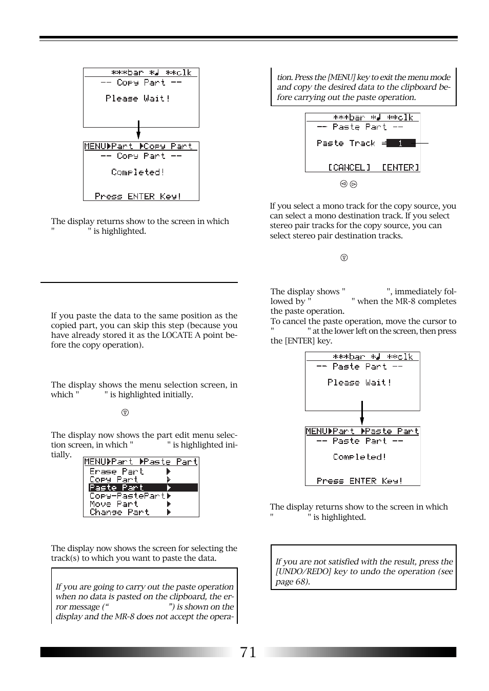 Pasting clipboard data | Fostex MR-8 User Manual | Page 71 / 102