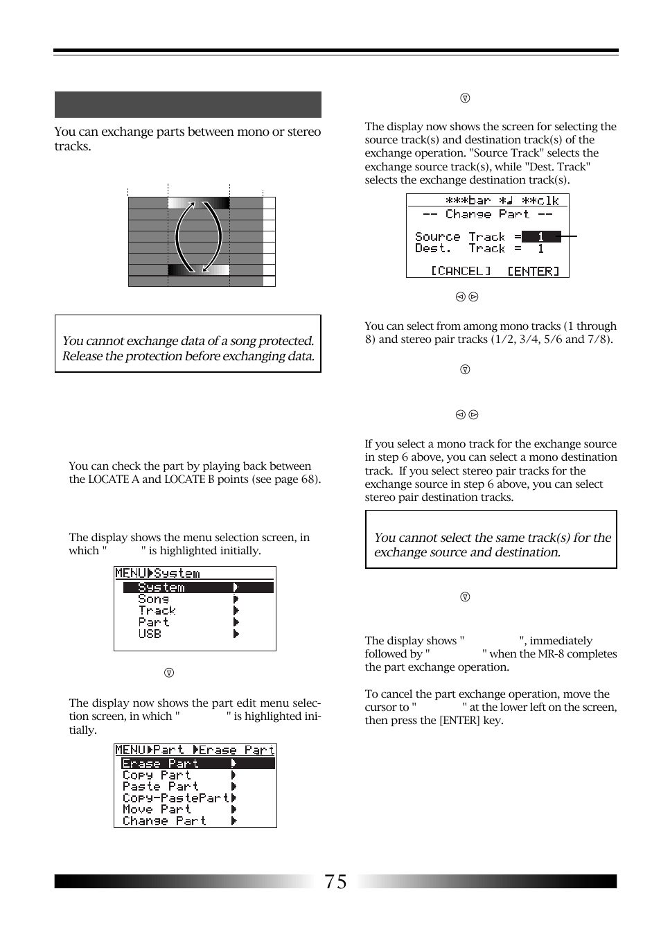 Exchange parts between tracks | Fostex MR-8 User Manual | Page 75 / 102