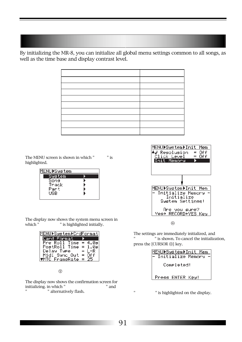 Initializing the mr-8 | Fostex MR-8 User Manual | Page 91 / 102