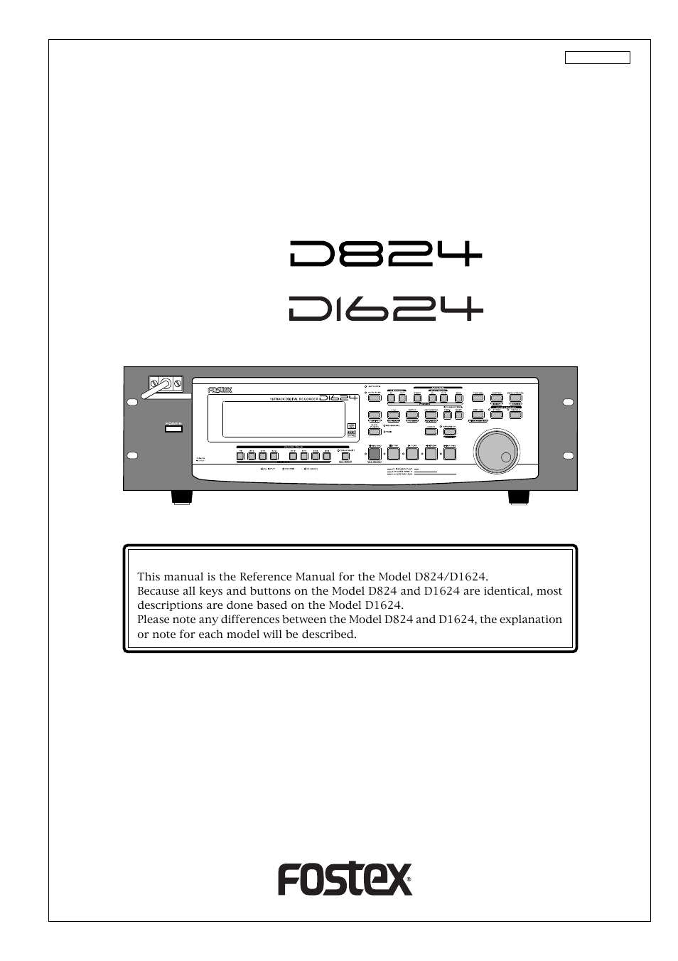 Fostex D1624 User Manual | 136 pages