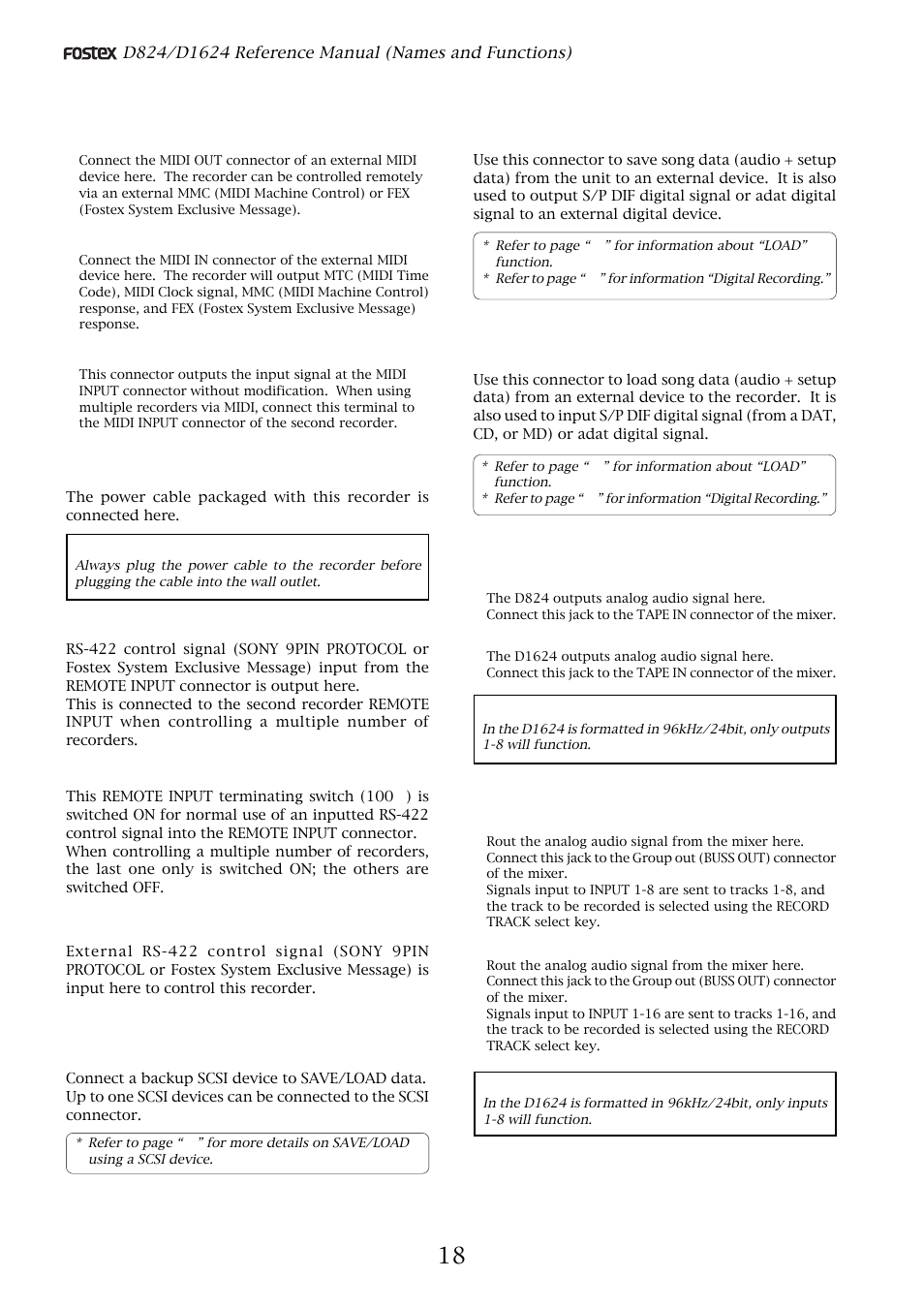 Fostex D1624 User Manual | Page 18 / 136