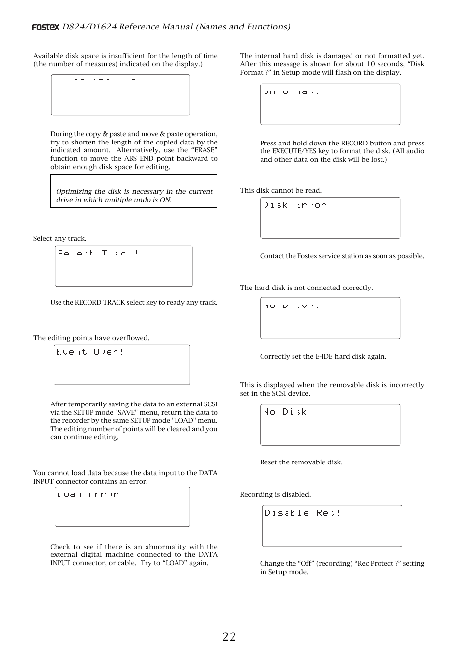 Fostex D1624 User Manual | Page 22 / 136