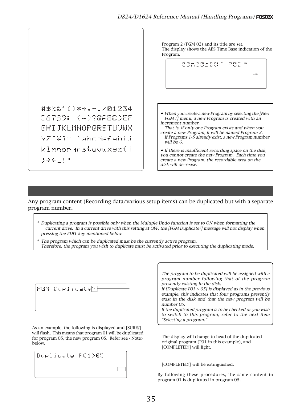 Duplicating a program, Important, Press the exit/no key, or stop button | Press the execute/yes key again, Press the exit/no key (or stop button) | Fostex D1624 User Manual | Page 35 / 136