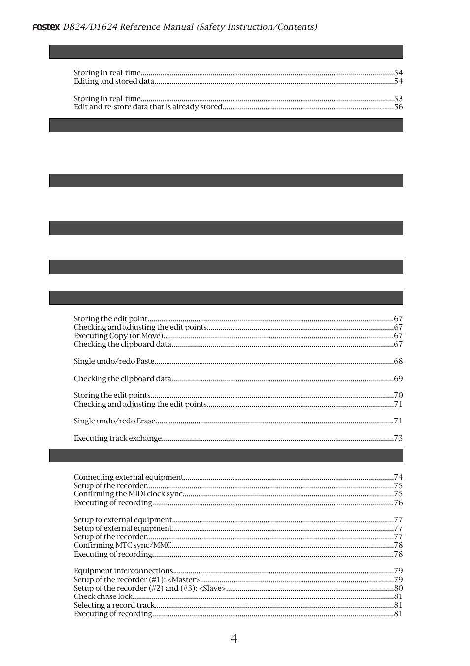 Fostex D1624 User Manual | Page 4 / 136
