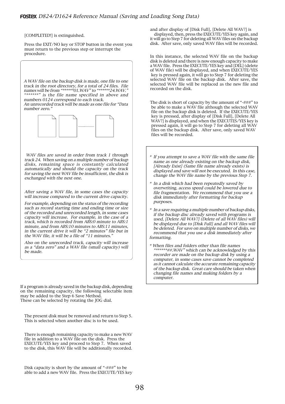 Wav” file which was saved | Fostex D1624 User Manual | Page 98 / 136