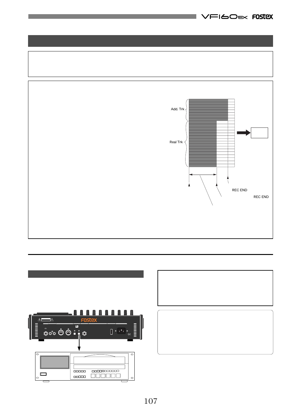 Optical, Risk of electric shock do not open, Rec end | Rec end real trk add. trk | Fostex VF160EX User Manual | Page 107 / 156