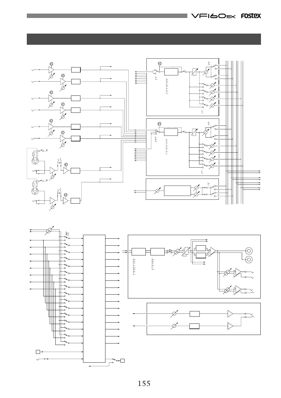 16trk hdr, D/a aux 1/2 master d/a d/a, St master / mon | W/meter, 3band eq, Comp | Fostex VF160EX User Manual | Page 155 / 156