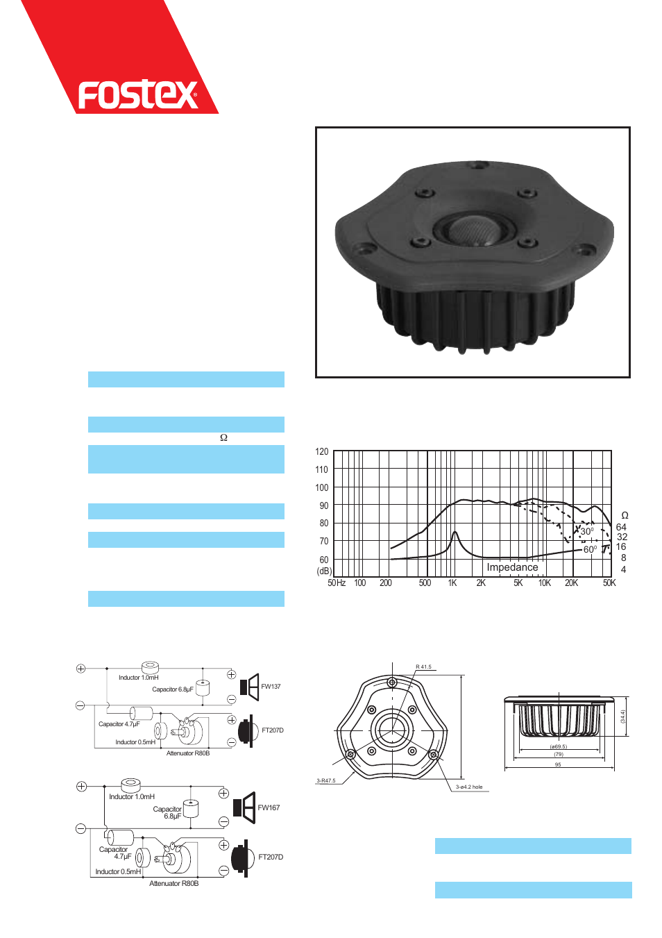 Fostex Dome Tweeter FT207D User Manual | 1 page