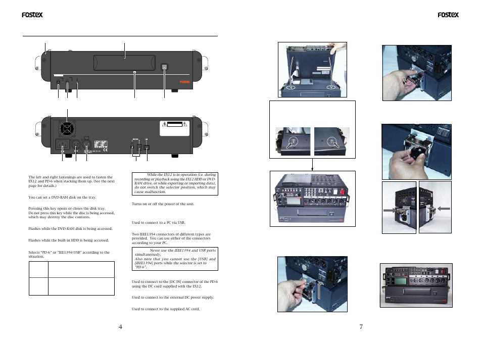 Risk of electric shock do not open, 47 names and functions | Fostex EX12 User Manual | Page 4 / 10