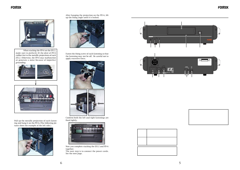 Risk of electric shock do not open | Fostex EX12 User Manual | Page 6 / 10