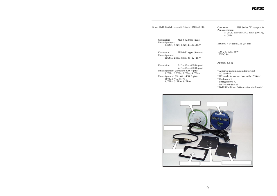 Main specifications | Fostex EX12 User Manual | Page 9 / 10