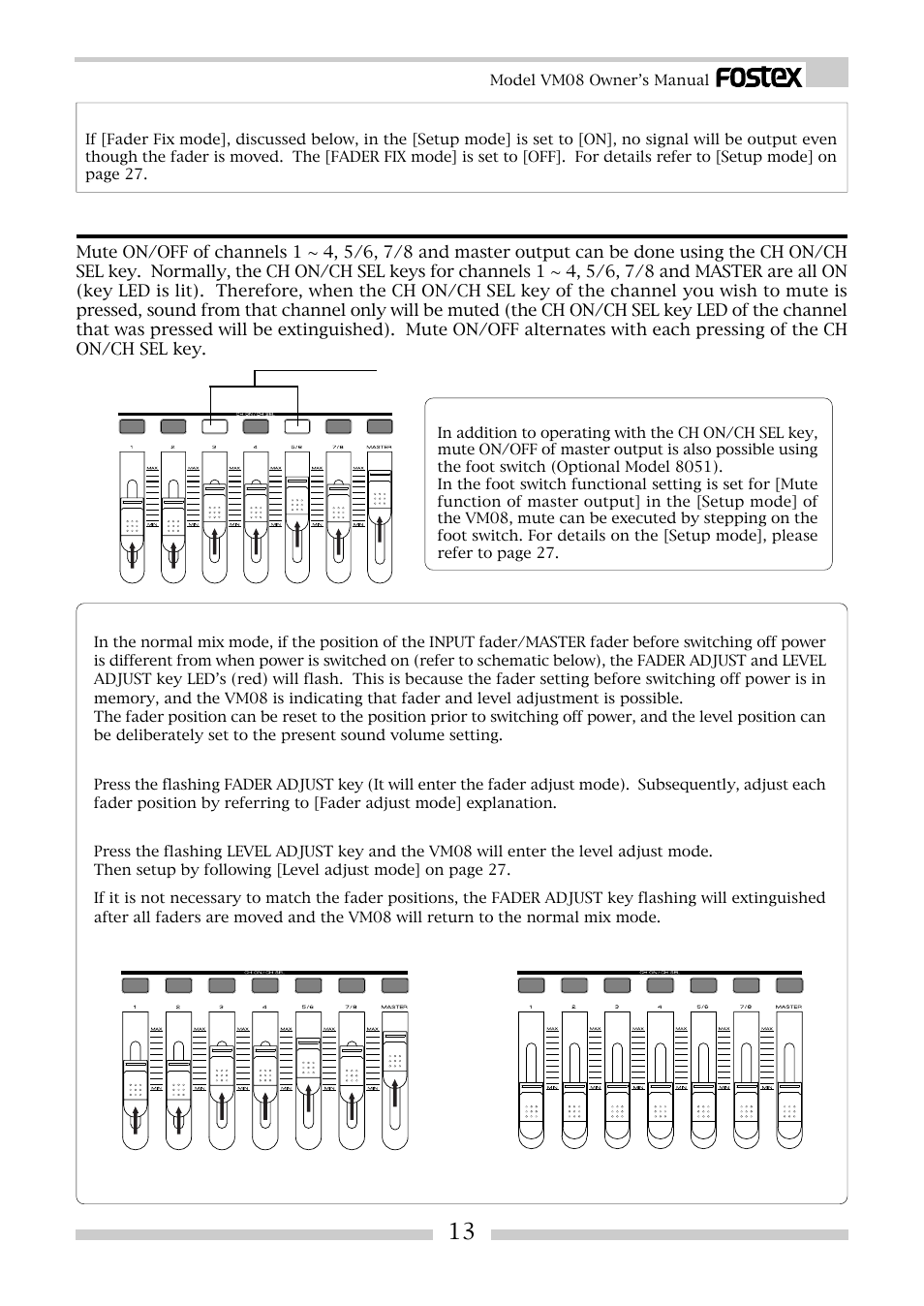 Mute of the various input channel/master output | Fostex VM08 User Manual | Page 13 / 30