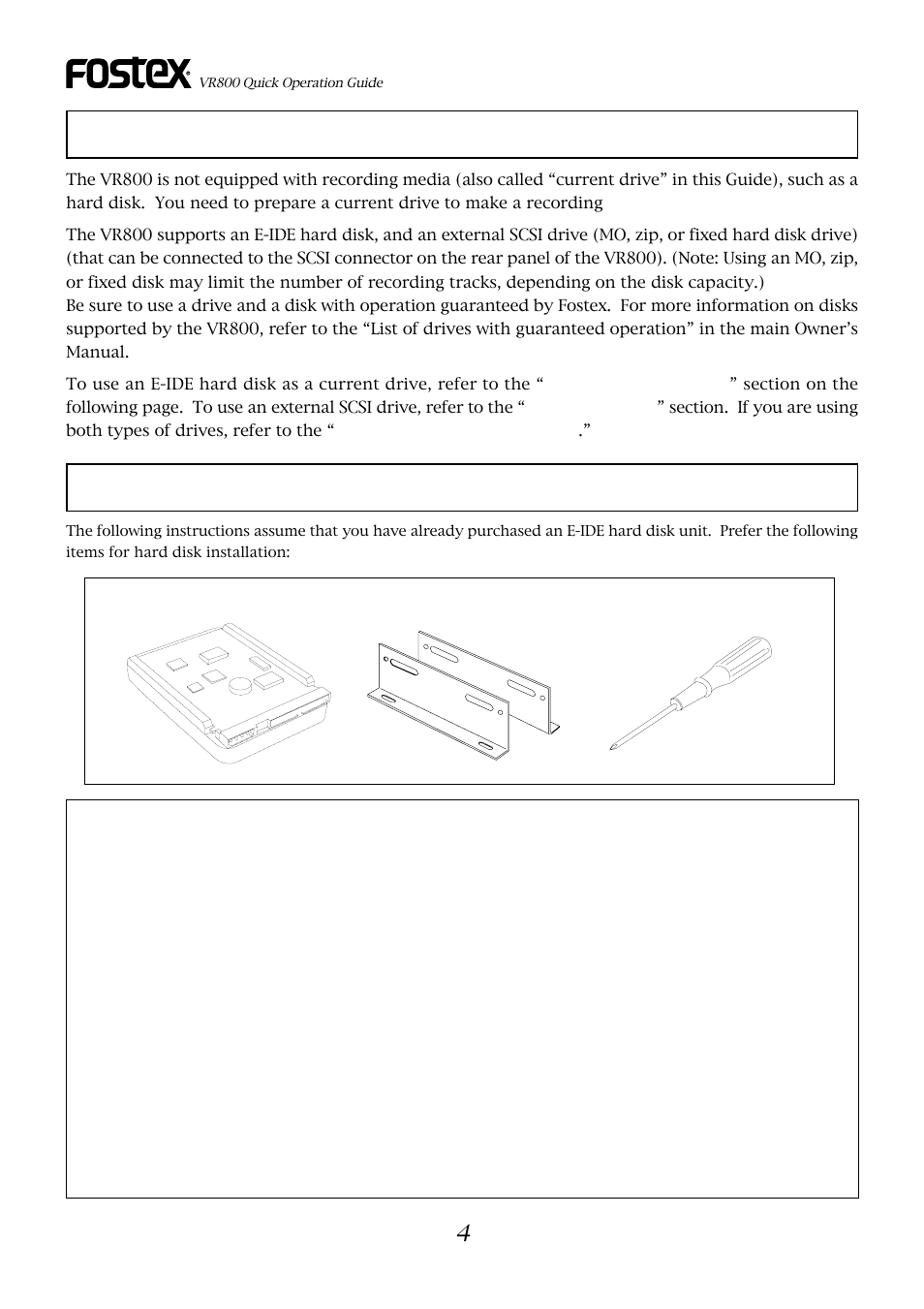 Recording media, Using an e-ide hard disk | Fostex VR800 User Manual | Page 4 / 24