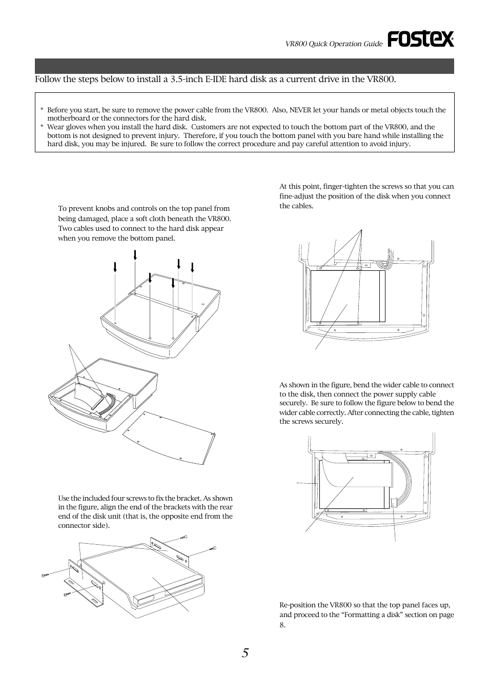 Installing an e-ide hard disk in the vr800 | Fostex VR800 User Manual | Page 5 / 24