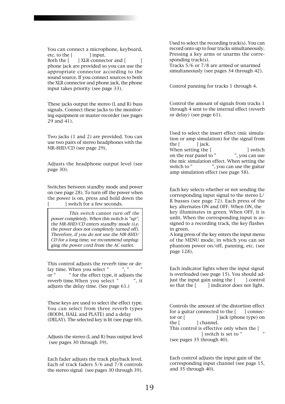 Mr-8hd/cd | Fostex MR-8CD User Manual | Page 19 / 148