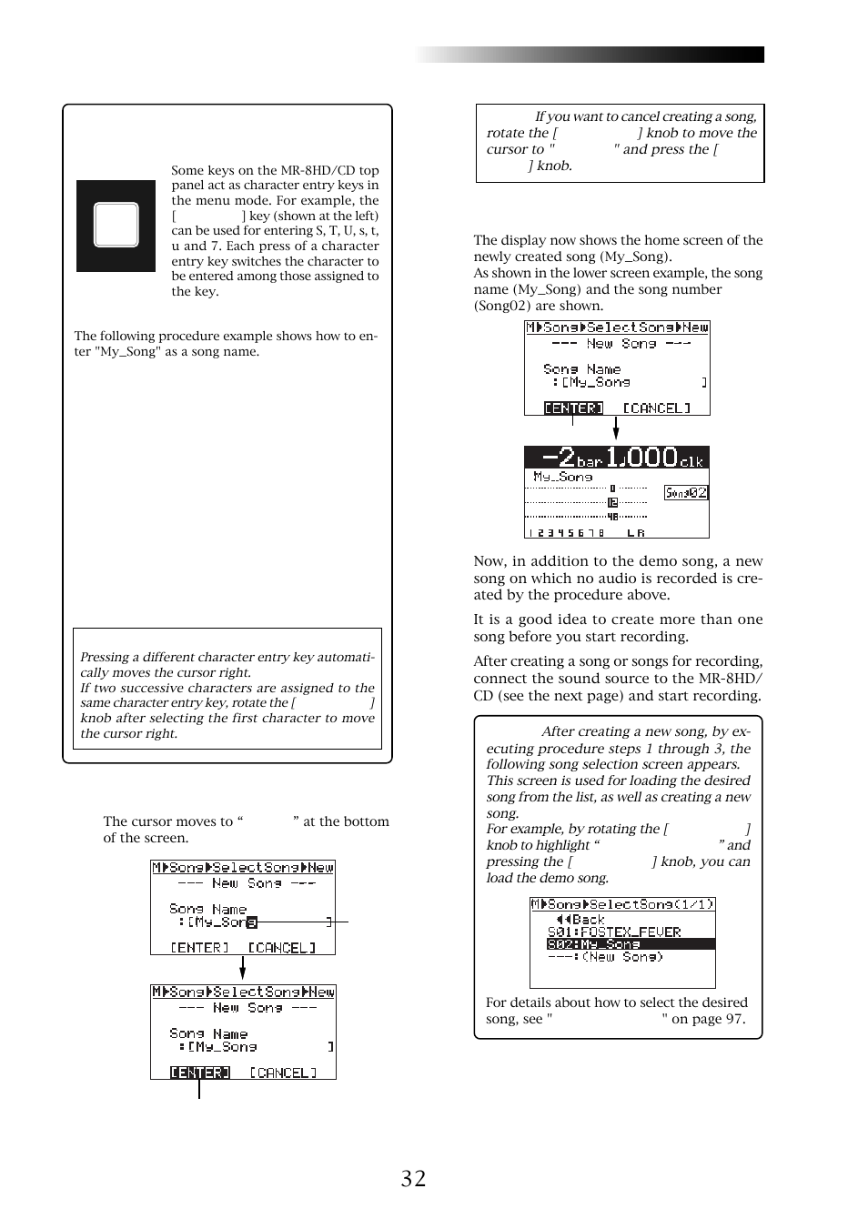How to enter characters, Mr-8hd/cd | Fostex MR-8CD User Manual | Page 32 / 148