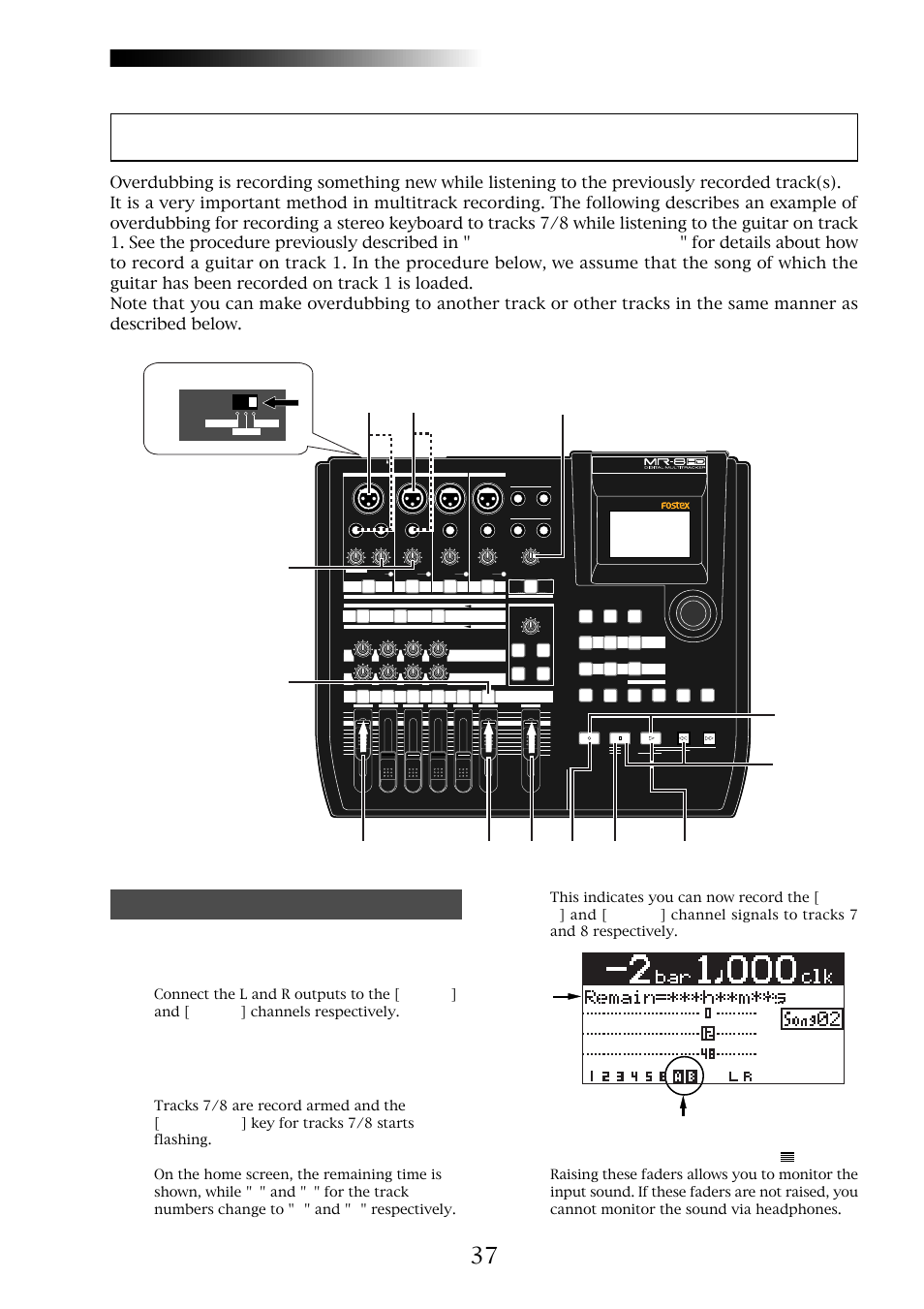 Overdubbing basics, Mr-8hd/cd, Preparation for recording | Owner’s manual (basic operations) | Fostex MR-8CD User Manual | Page 37 / 148
