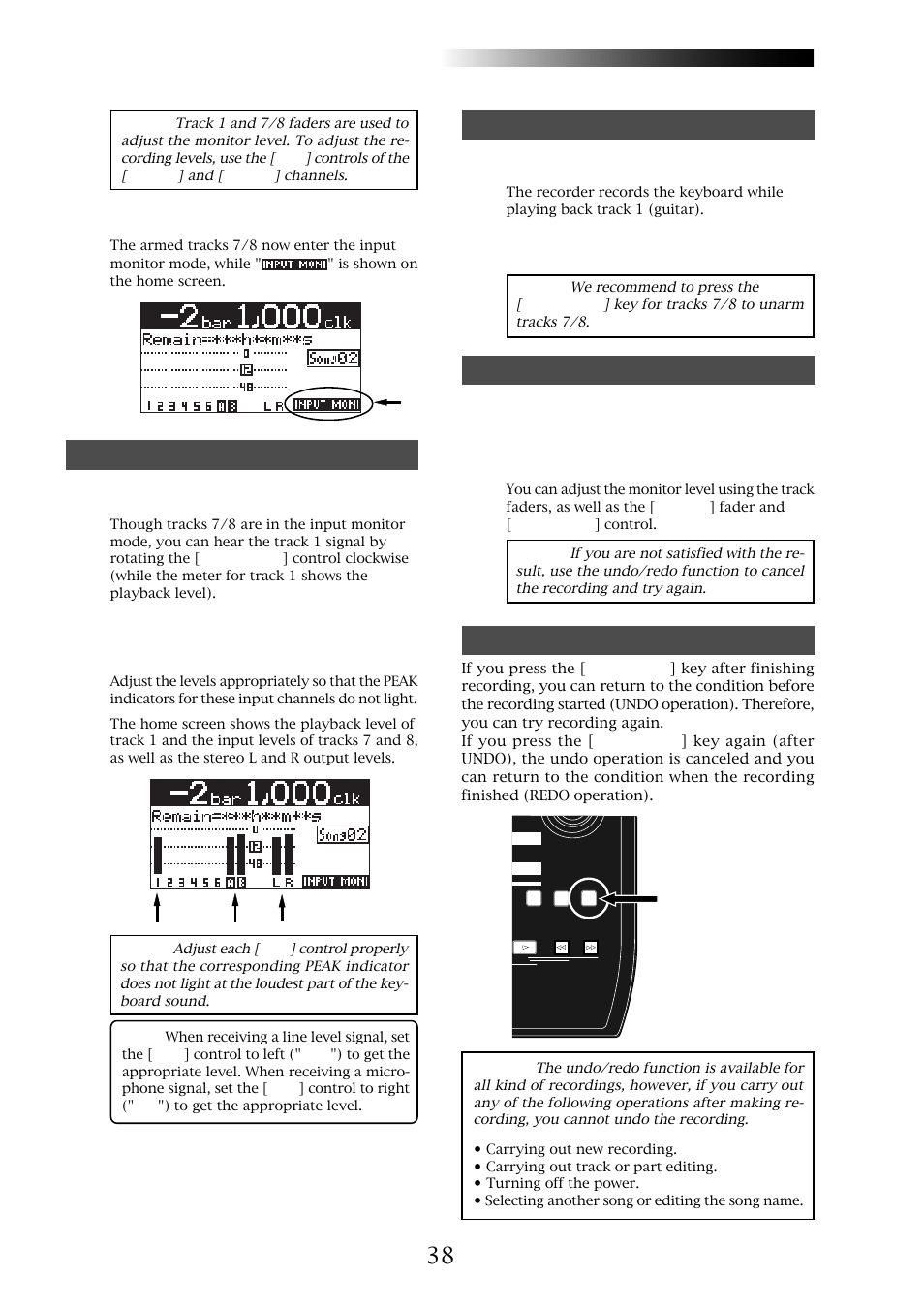 Mr-8hd/cd, Starting recording, Playing back the recorded track | Undoing recording (undo/redo), Owner’s manual (basic operations) | Fostex MR-8CD User Manual | Page 38 / 148
