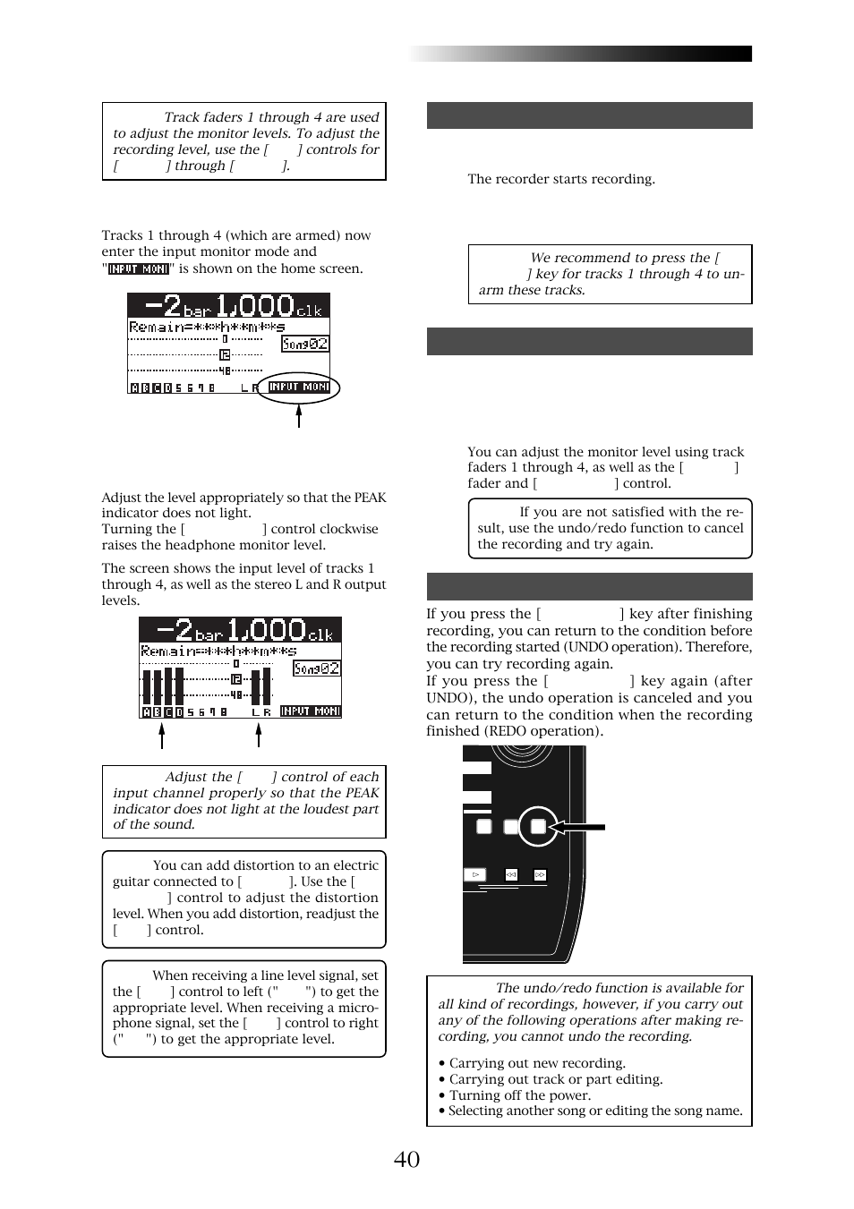 Mr-8hd/cd, Starting recording, Playing back the recorded track | Undoing recording (undo/redo), Owner’s manual (basic operations) | Fostex MR-8CD User Manual | Page 40 / 148