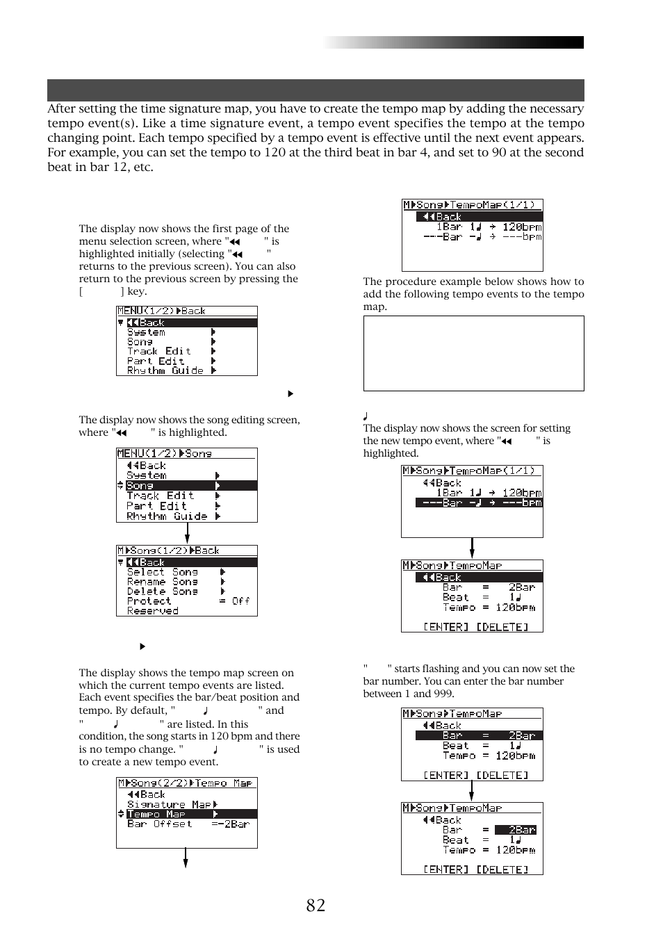 Mr-8hd/cd, Setting the tempo map | Fostex MR-8CD User Manual | Page 82 / 148