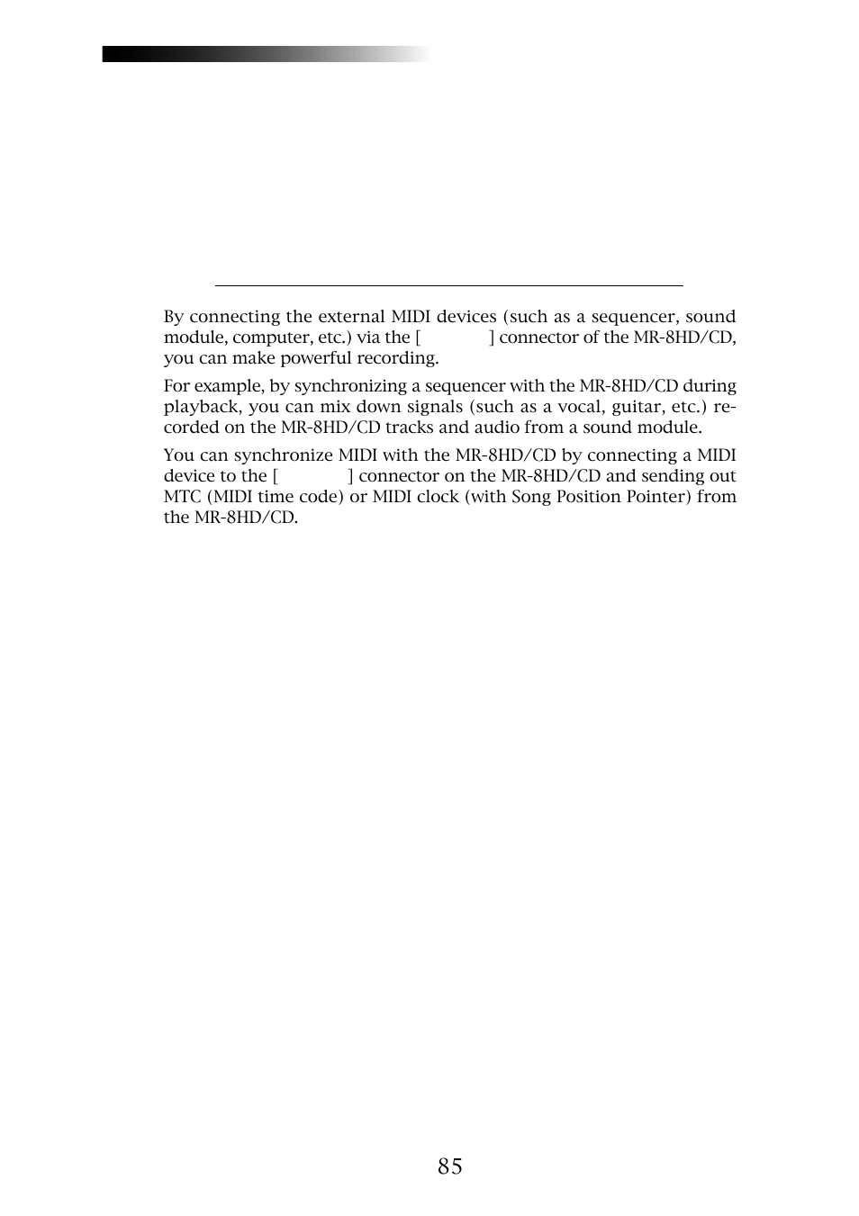 Midi synchronization | Fostex MR-8CD User Manual | Page 85 / 148