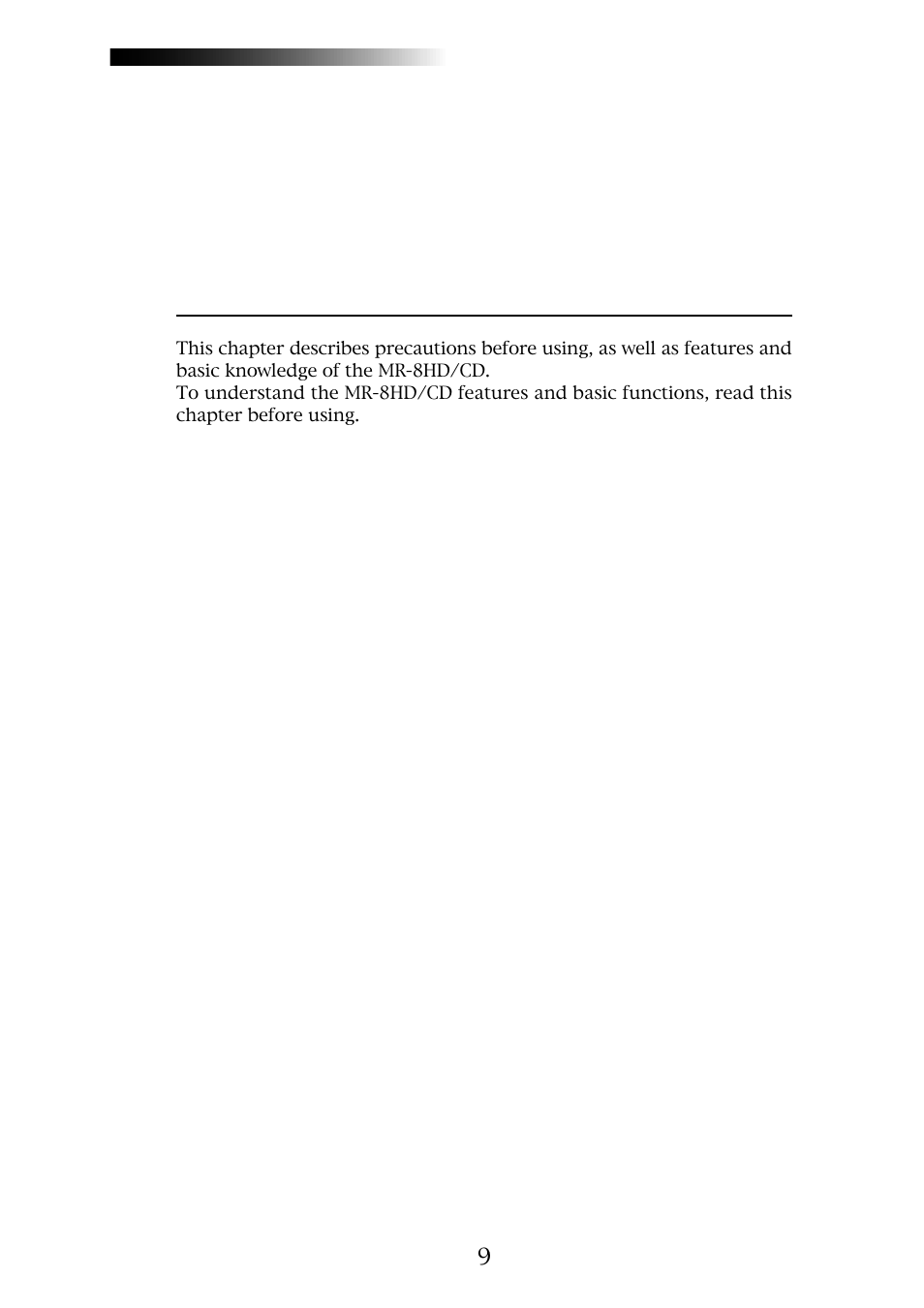 Read this chapter first | Fostex MR-8CD User Manual | Page 9 / 148