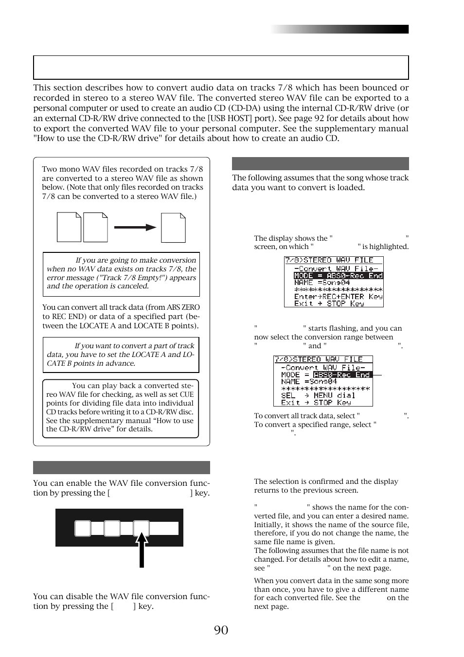 Wav file conversion, Mr-8hd/cd | Fostex MR-8CD User Manual | Page 90 / 148