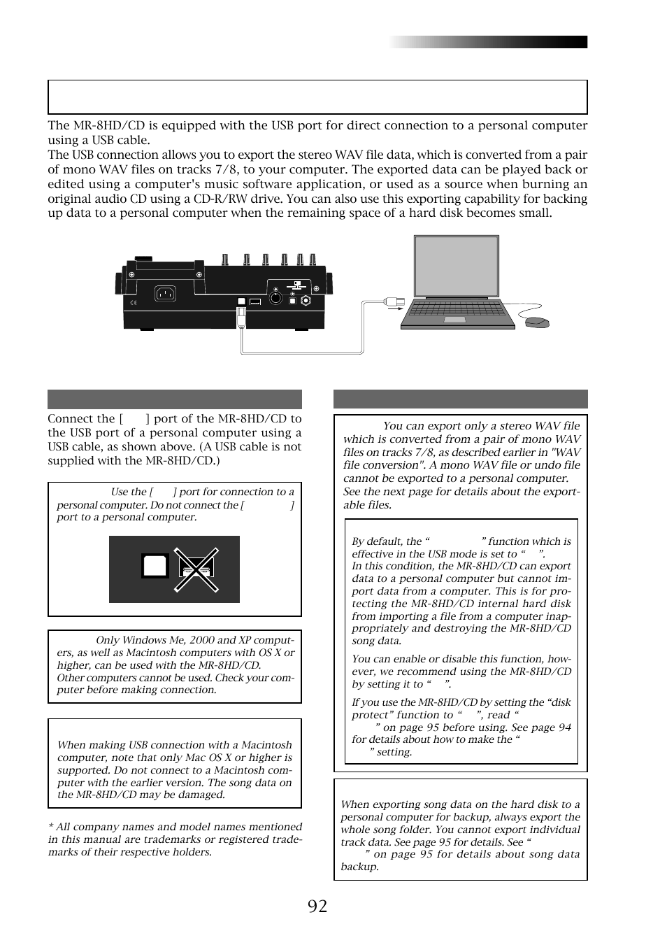 Exporting data to a personal computer, Mr-8hd/cd, Connection to a personal computer | Fostex MR-8CD User Manual | Page 92 / 148