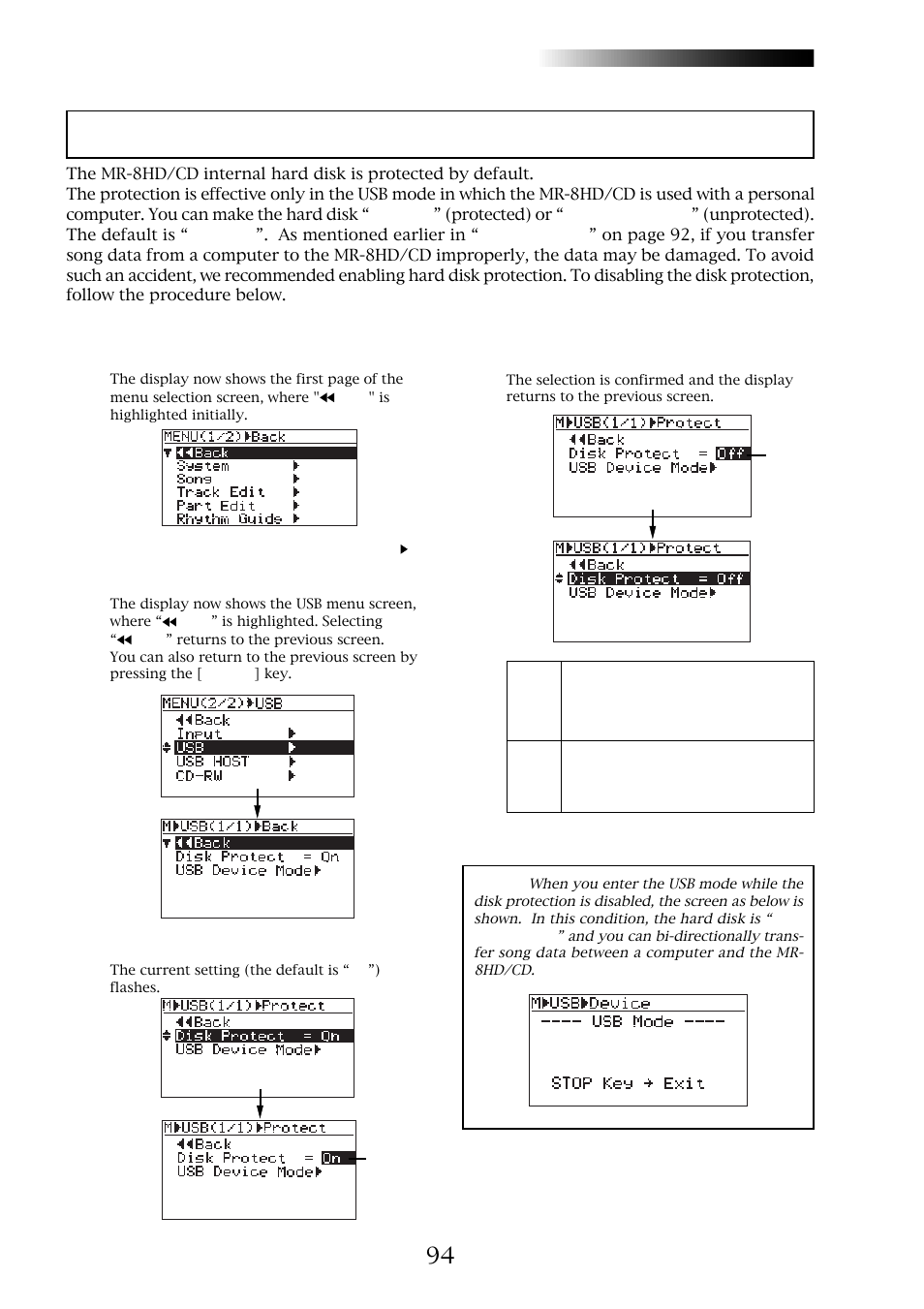 Protecting the hard disk, Mr-8hd/cd | Fostex MR-8CD User Manual | Page 94 / 148