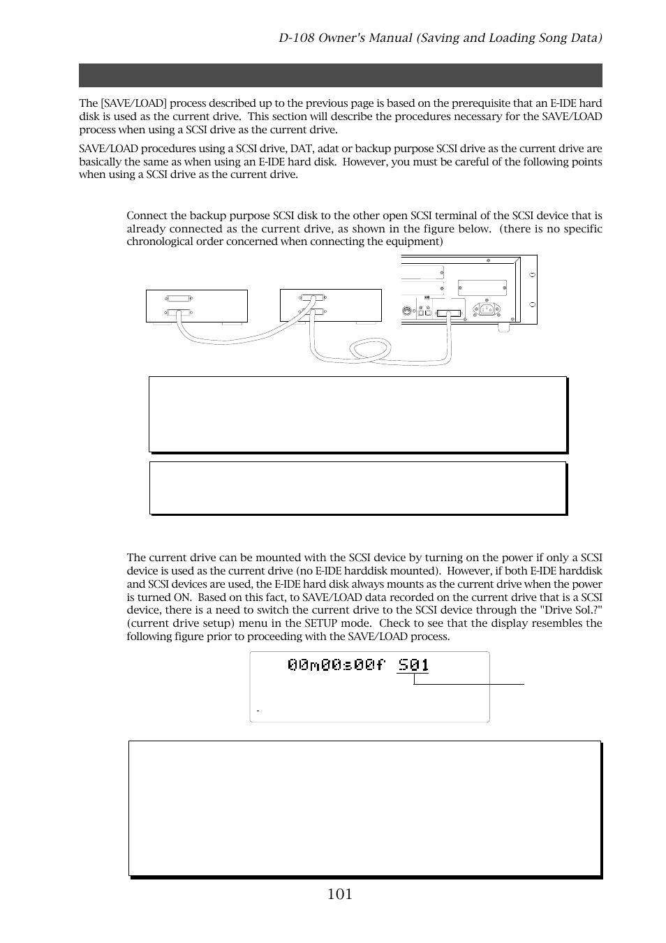 Switching the current drive, Backup drive connections, Setting the id number (important!) | Ac in, Optical | Fostex D-108 User Manual | Page 101 / 141