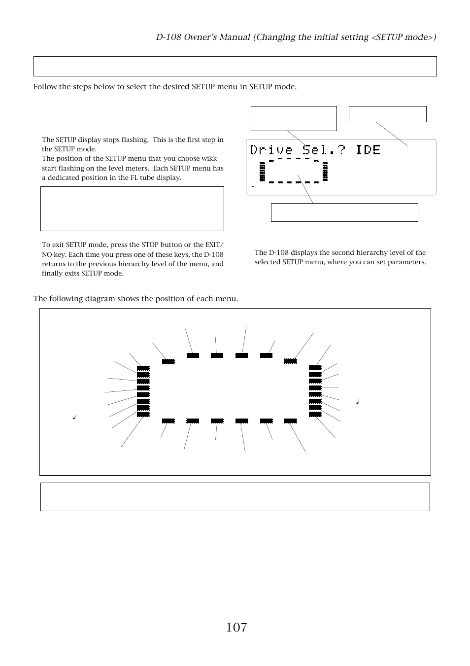 Selecting setup mode | Fostex D-108 User Manual | Page 107 / 141