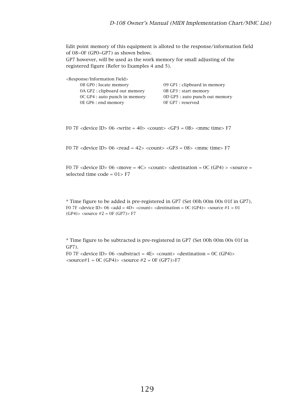 Allocation of gp0~gp7 | Fostex D-108 User Manual | Page 129 / 141