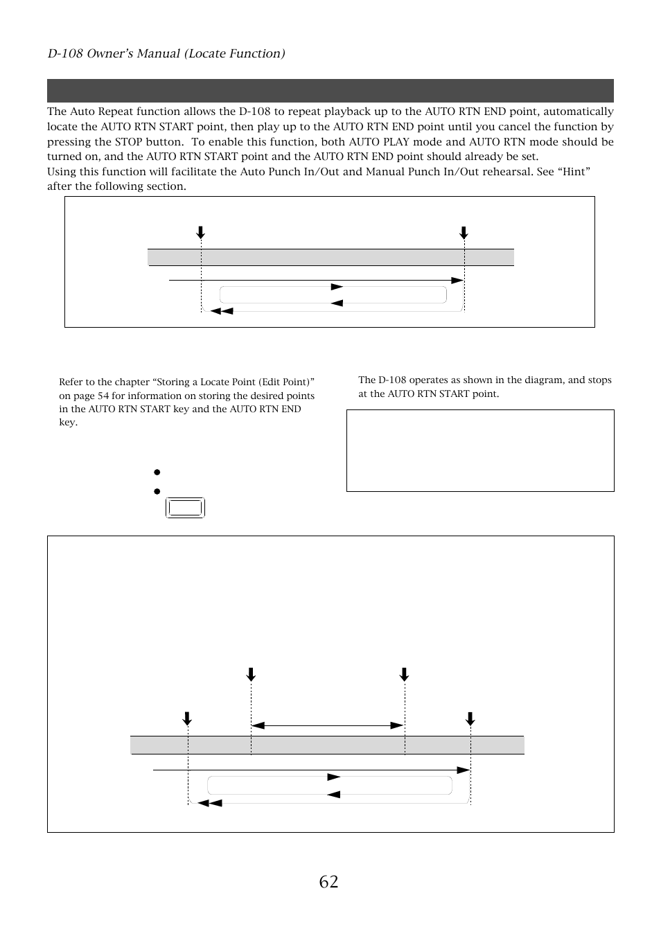 Auto repeat, Hint | Fostex D-108 User Manual | Page 62 / 141