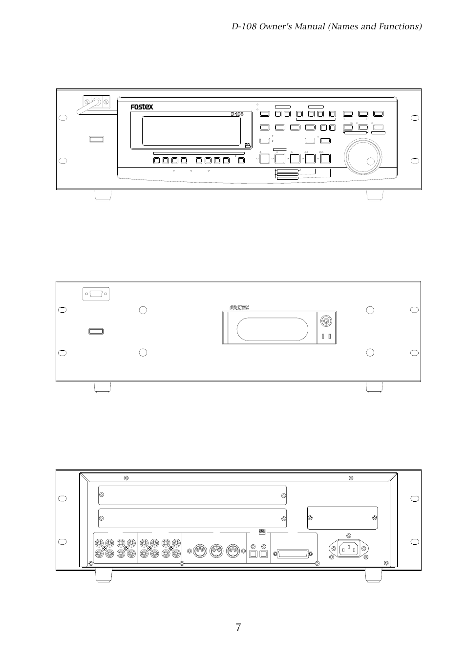 D-108 owner's manual (names and functions), D-108 | Fostex D-108 User Manual | Page 7 / 141