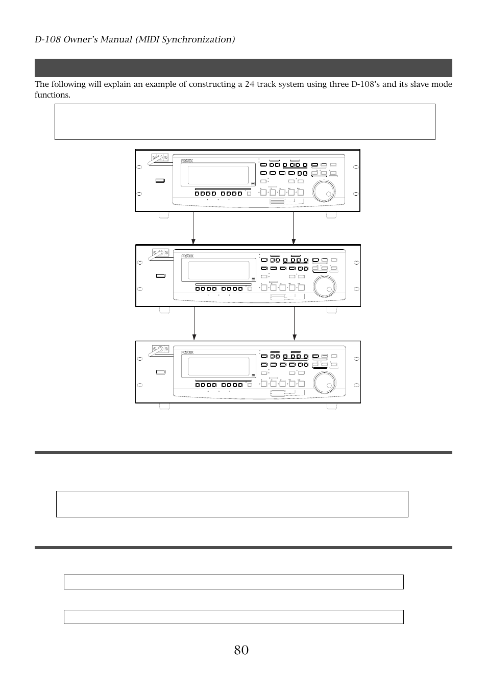 Multitrack system by the slave mode, Equipment interconnections, Setup of d-160 (#1): <master | D-108 owner’s manual (midi synchronization), Optical | Fostex D-108 User Manual | Page 80 / 141