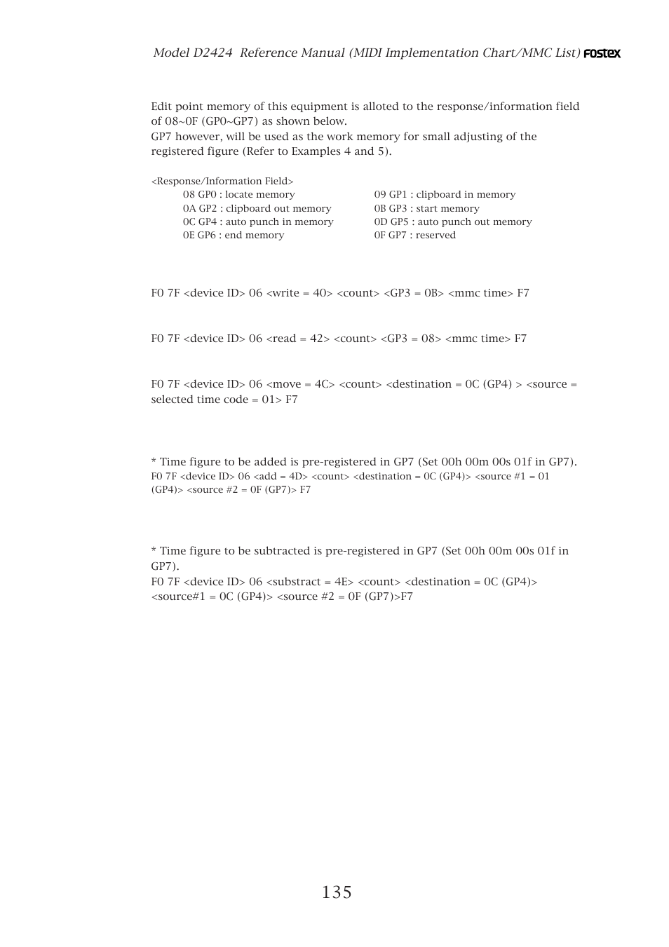 Allocation of gp0~gp7 | Fostex D2424 User Manual | Page 135 / 147