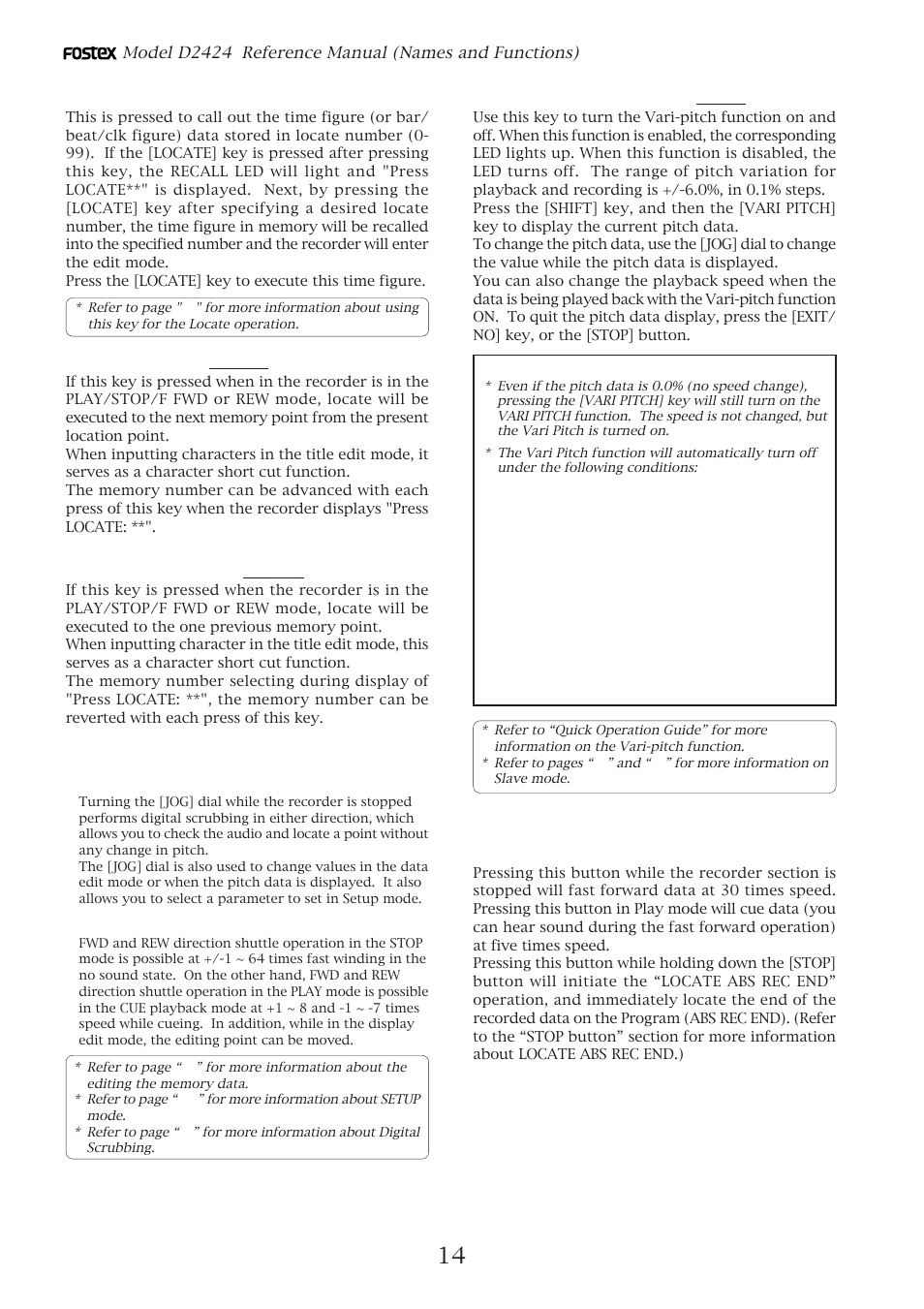 Fostex D2424 User Manual | Page 14 / 147
