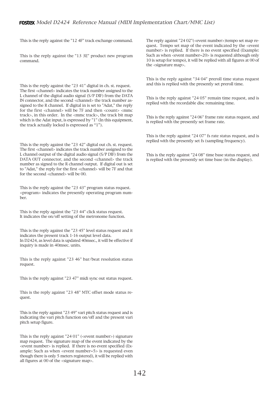 Fostex D2424 User Manual | Page 142 / 147