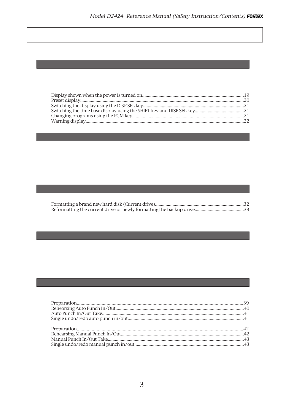 Fostex D2424 User Manual | Page 3 / 147