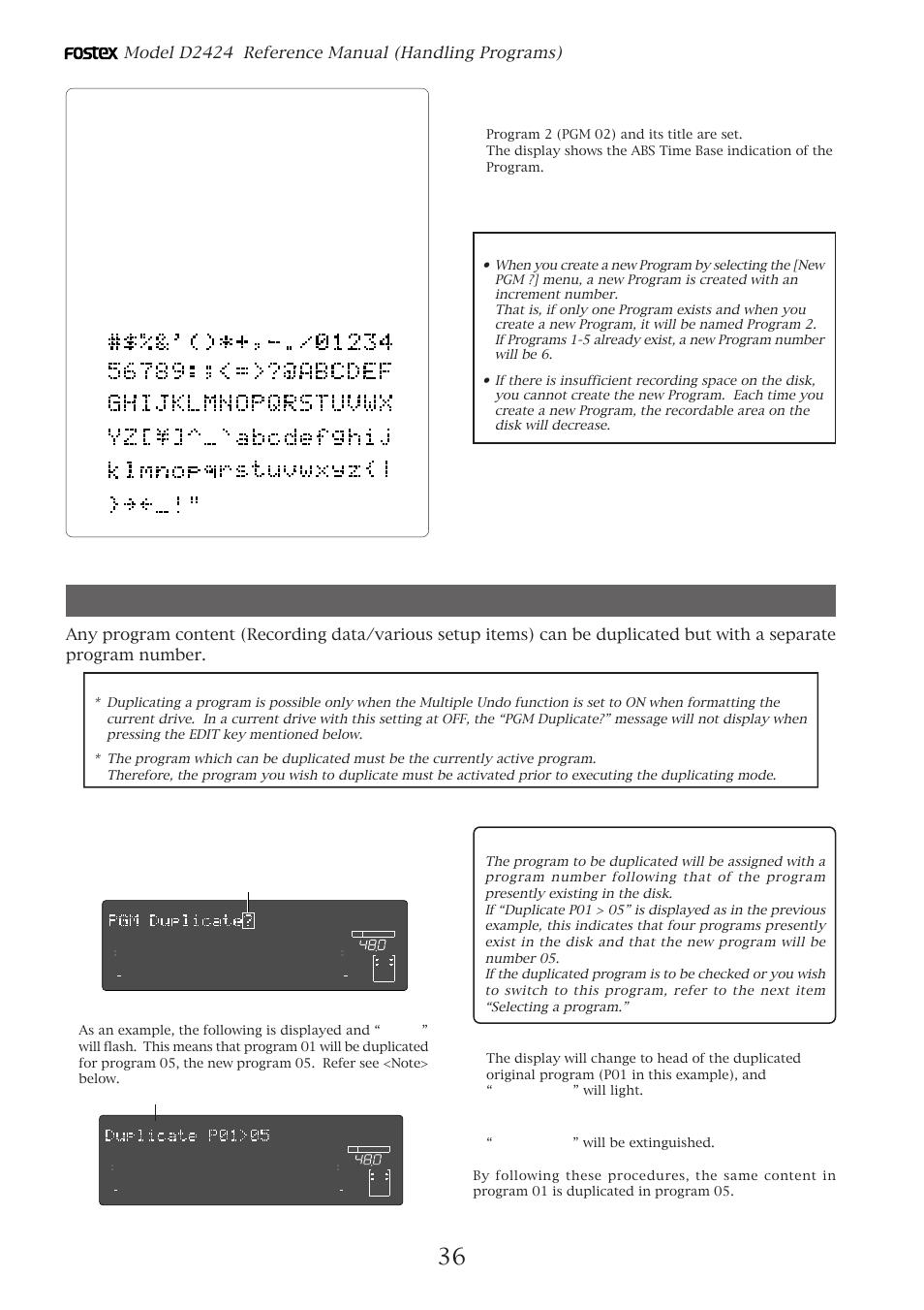 Duplicating a program, Important, Model d2424 reference manual (handling programs) | Press the [execute/yes] key again, Press the [exit/no] key (or [stop] button) | Fostex D2424 User Manual | Page 36 / 147
