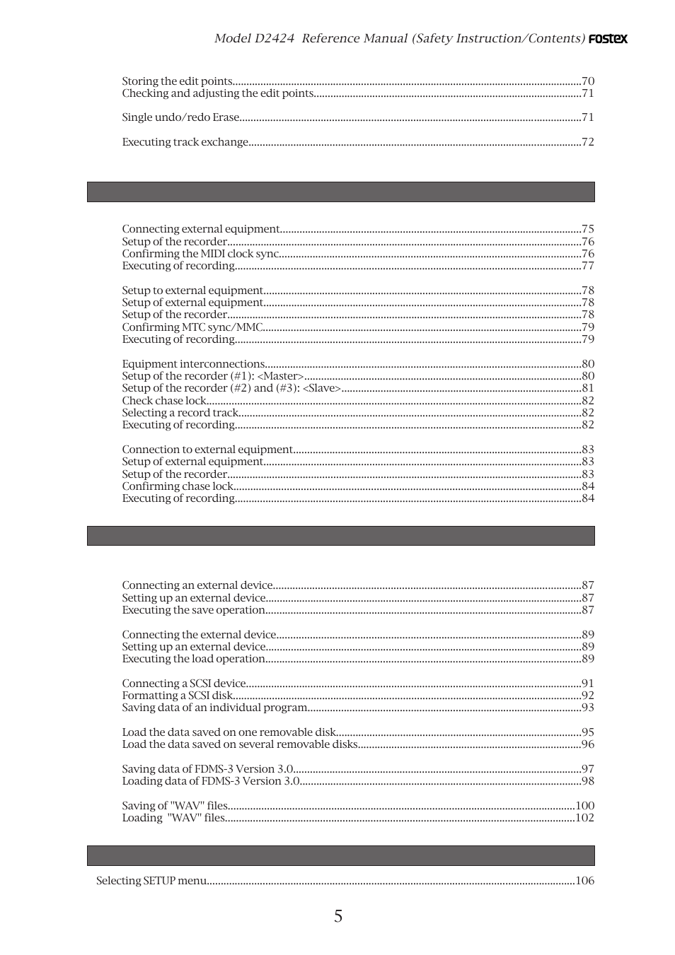 Fostex D2424 User Manual | Page 5 / 147
