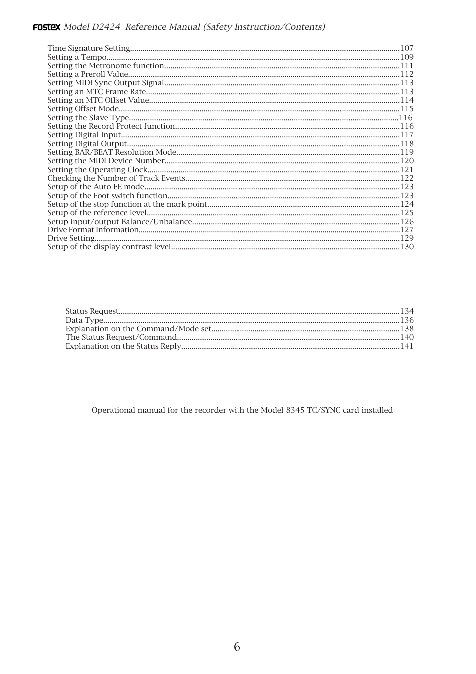 Fostex D2424 User Manual | Page 6 / 147