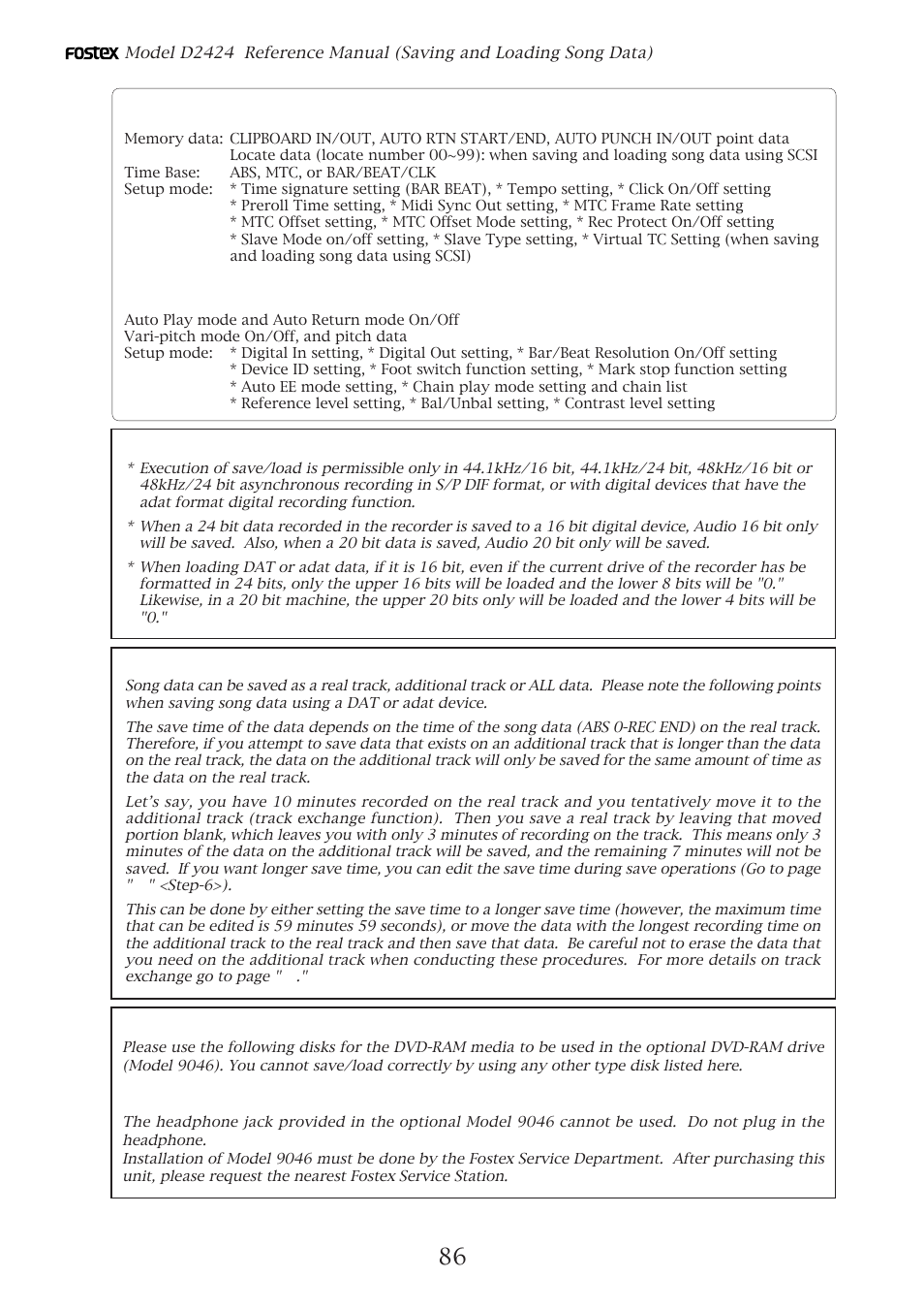 Fostex D2424 User Manual | Page 86 / 147