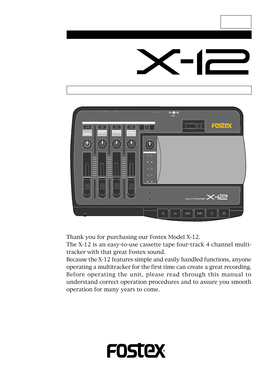 Fostex X-12 User Manual | 20 pages
