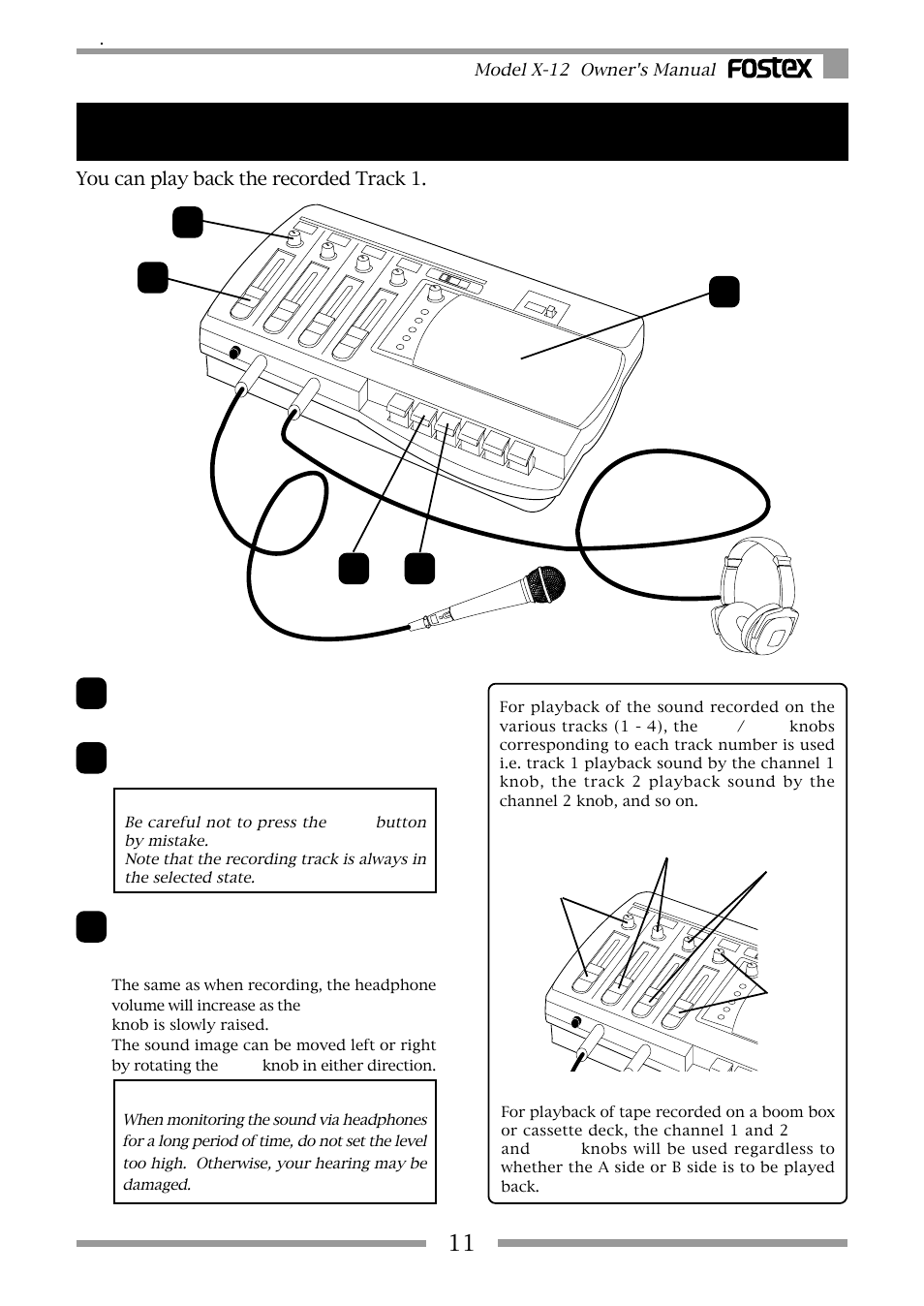 Basic operation (playback), Basic operation, Playback) | Fostex X-12 User Manual | Page 11 / 20