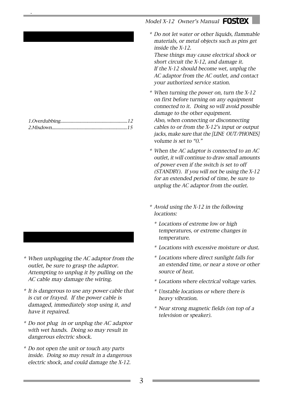 Fostex X-12 User Manual | Page 3 / 20