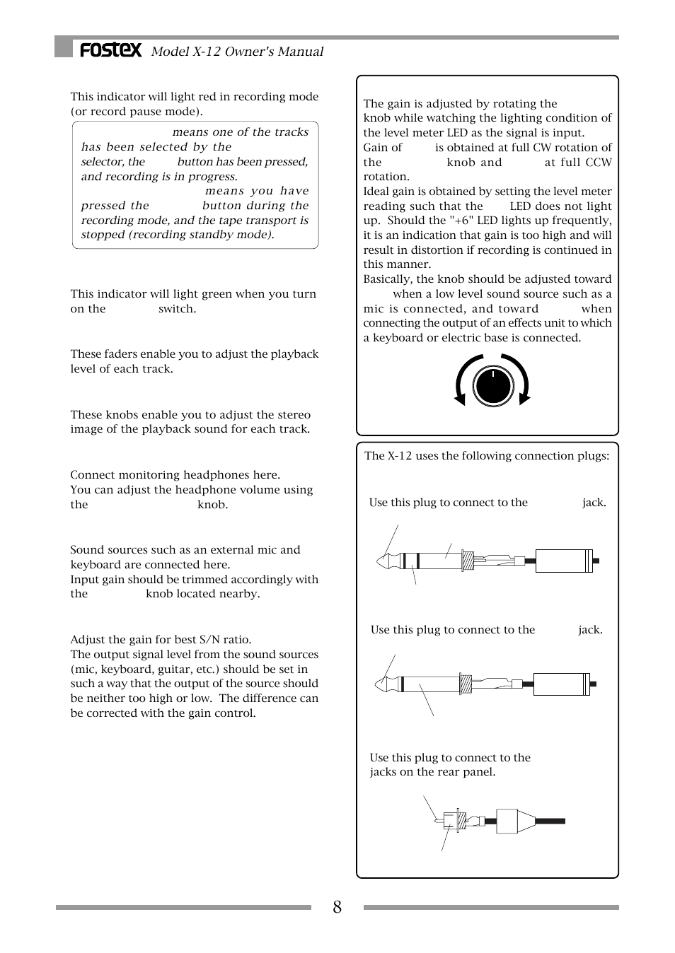 Fostex X-12 User Manual | Page 8 / 20